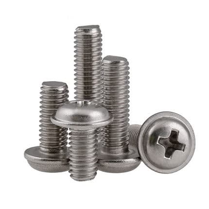 Pan Phillips Washer Head Machine Screw manufactured by SRG Fasteners - Industrial Grade SS 202, SS 304, SS 316