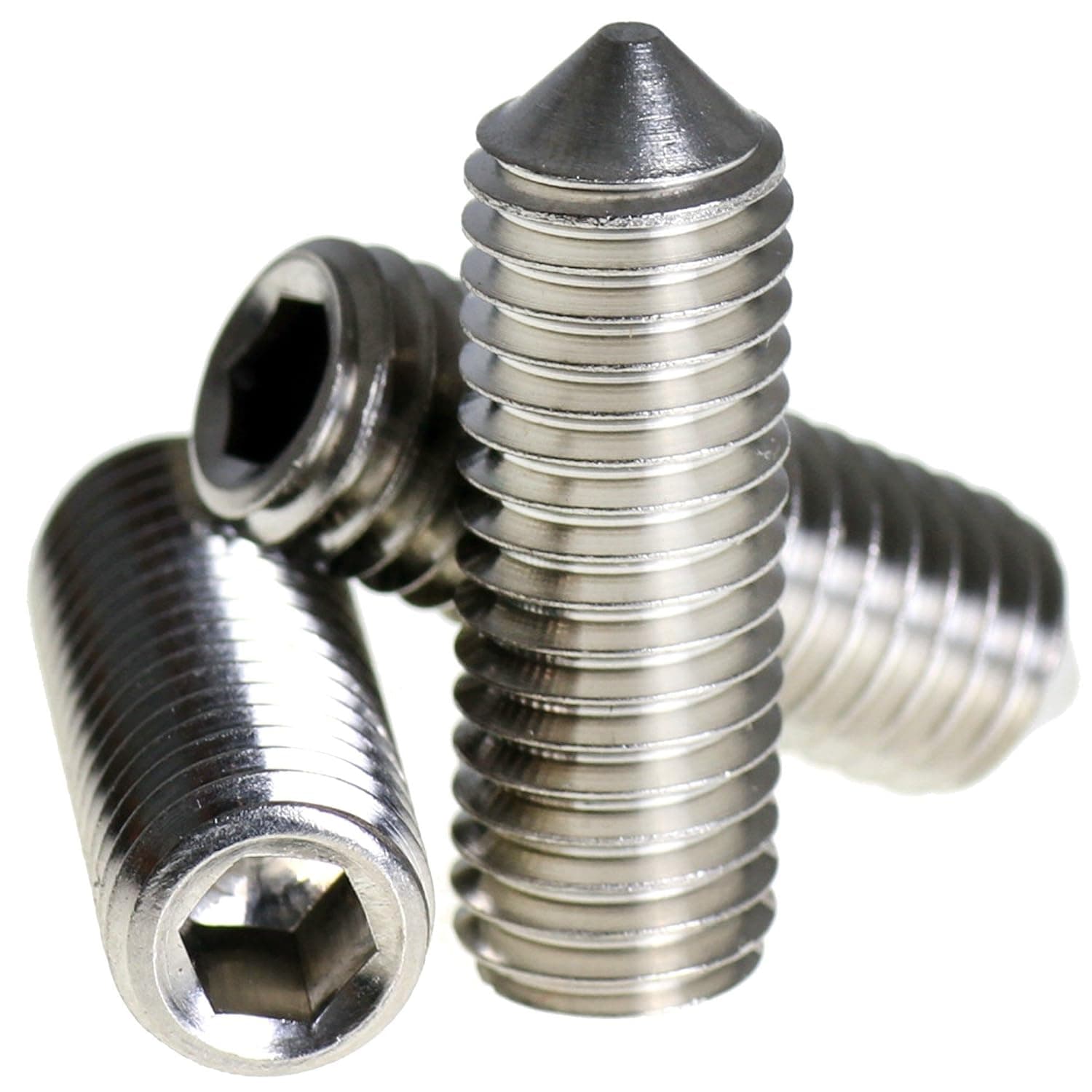 Cone Point Grub Screw manufactured by SRG Fasteners - Industrial Grade SS 202, SS 304, SS 316