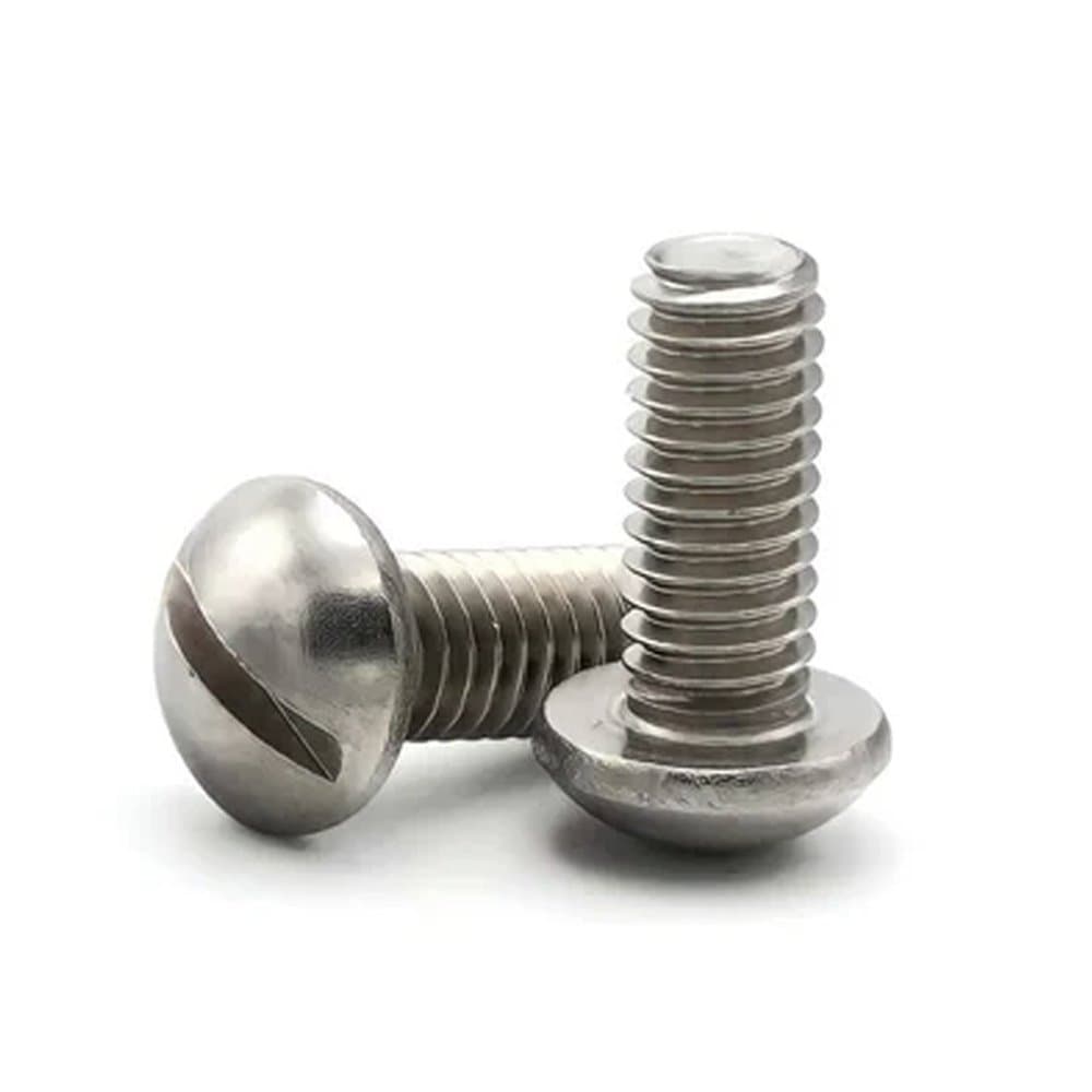 Round Head Slotted Screw manufactured by SRG Fasteners - Industrial Grade SS 202, SS 304, SS 316