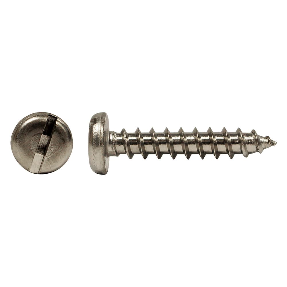 Pan Slotted Head Self Taping Screw manufactured by SRG Fasteners - Industrial Grade SS 202, SS 304, SS 316