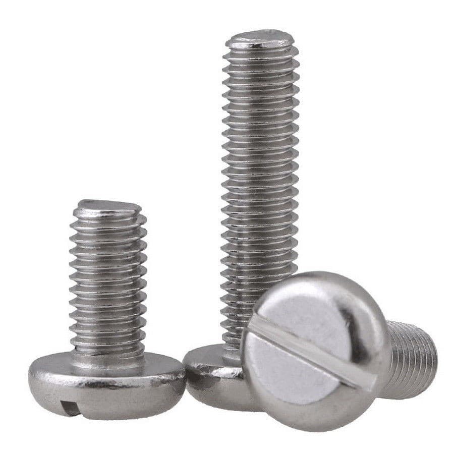 Slotted Pan Head Machine Screw manufactured by SRG Fasteners - Industrial Grade SS 202, SS 304, SS 316